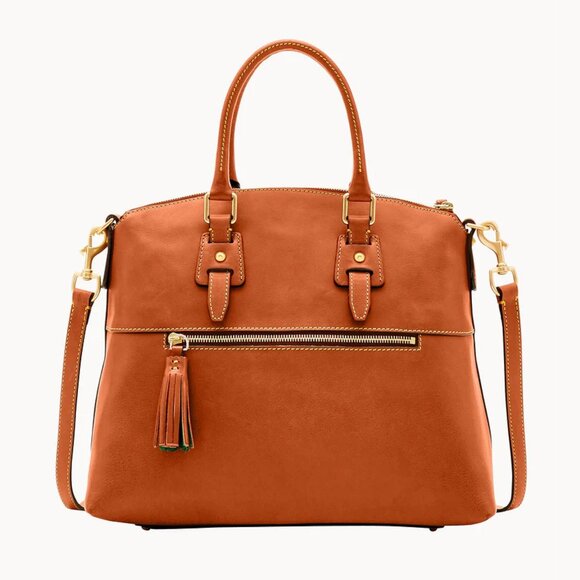 brand new Dooney & Bourke Florentine Clayton Satchel Bag in Natural Brown color - Picture 4 of 5